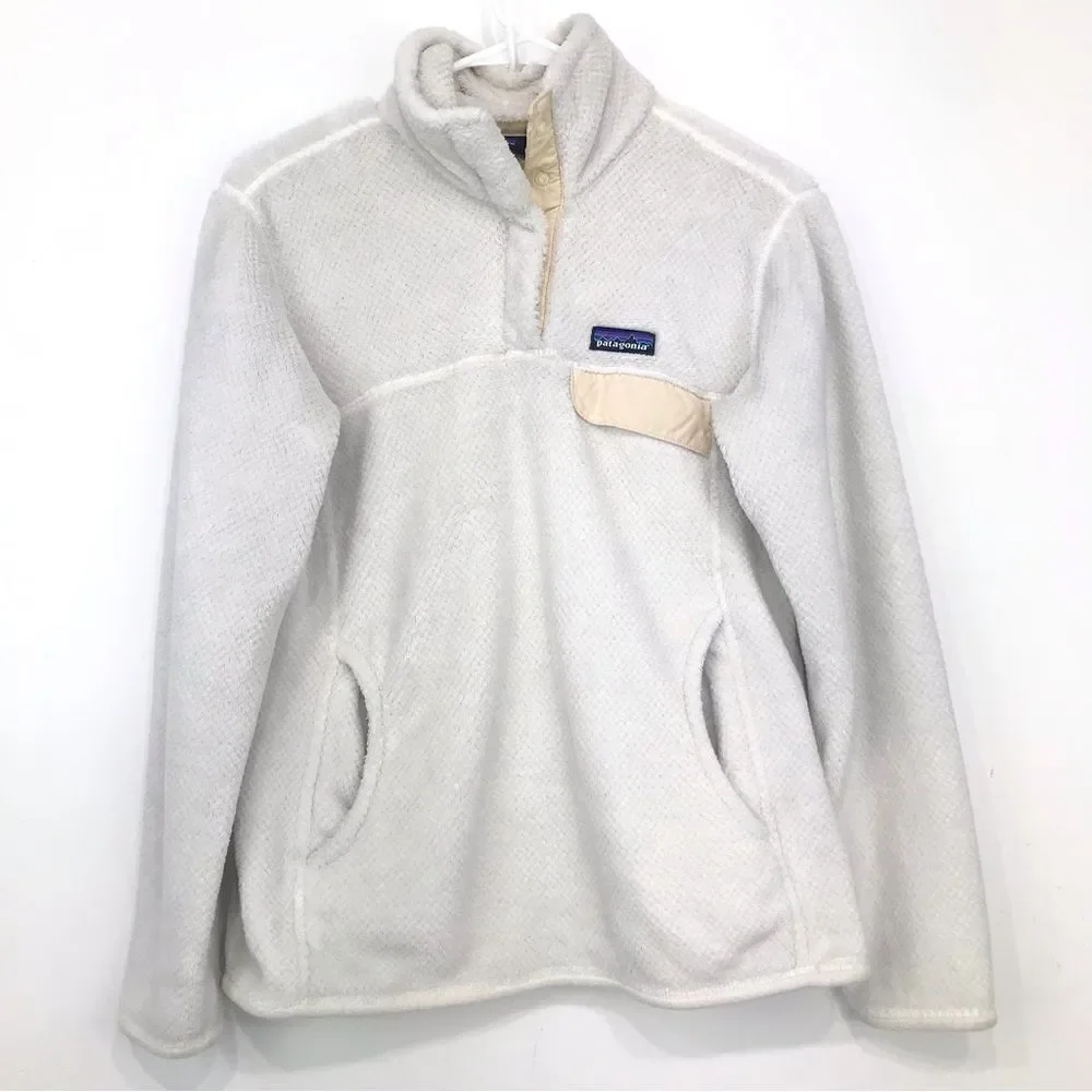 Patagonia RE-TOOL White Cream Quarter Snap Fleece Polartec Performance Pullover - Picture 5 of 16